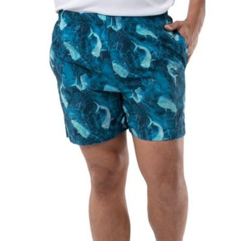 Guy Harvey Men's 5 Mahi Bros Swim Trunks Blue Medium