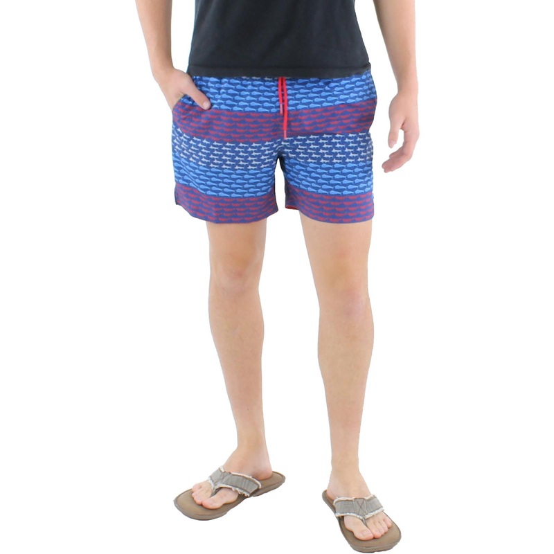 Guy Harvey Mens Fish Stripe Beachwear Swim Trunks Purple Medium