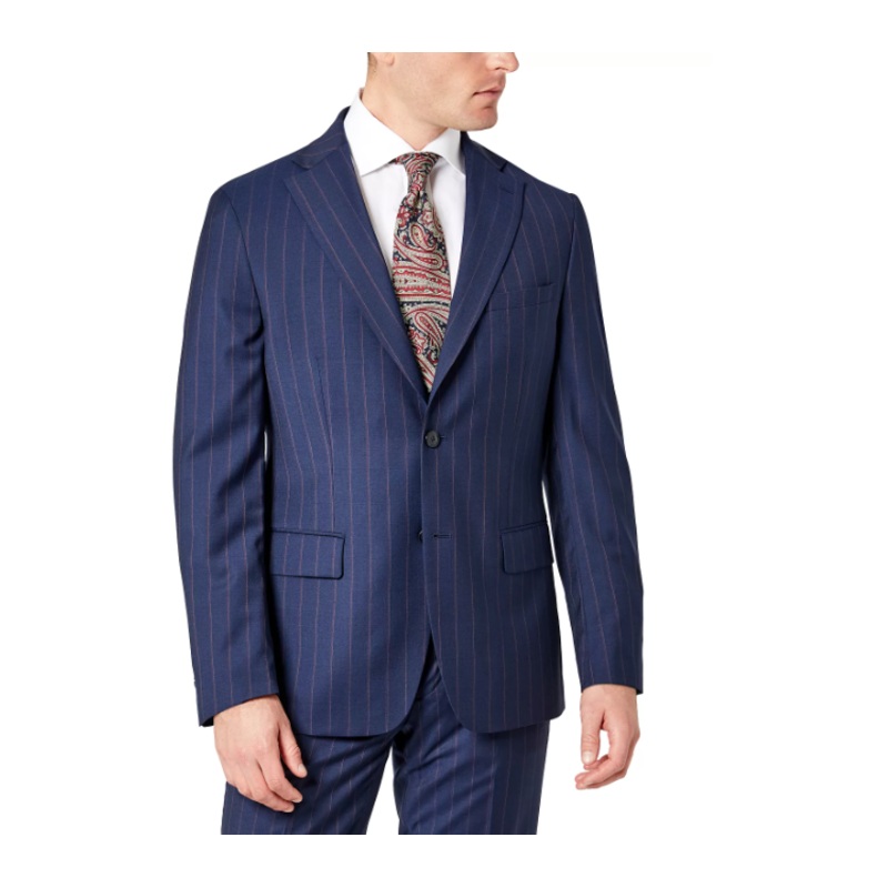 Tallia Men's Slim Fit Wool Suit Jacket Blue Red 36S