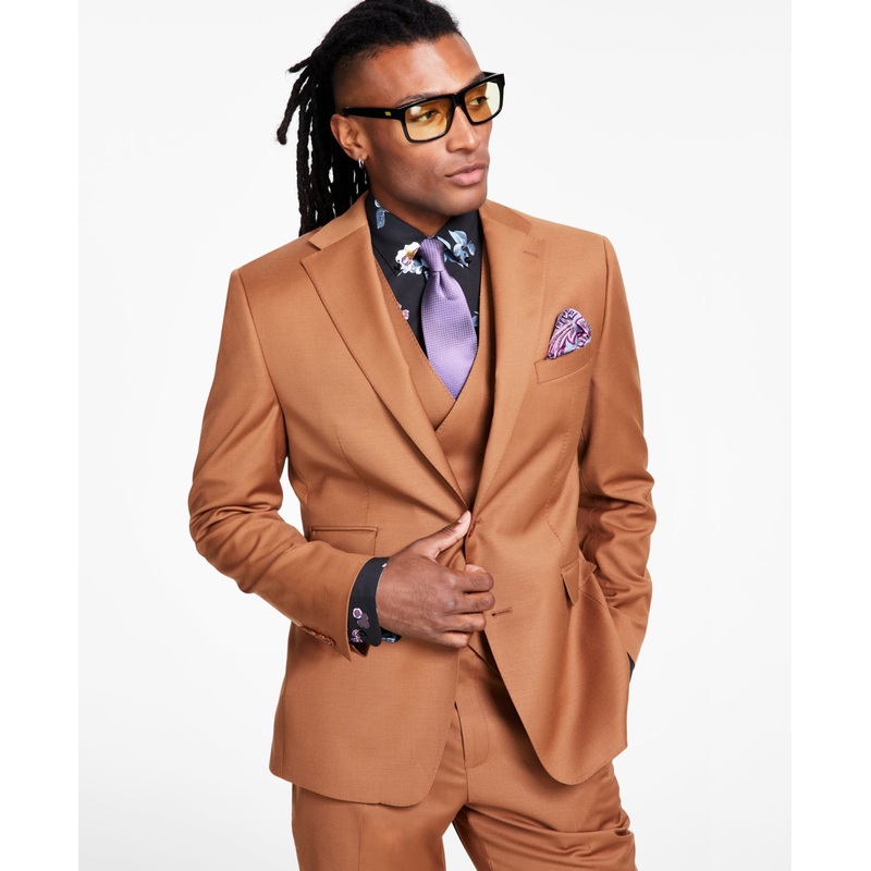 Tayion Collection Men's Classic Fit Copper Suit Jacket Copper 42L