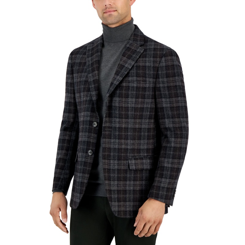 Tommy Hilfiger Men's Modern Fit All Wool Sport Coats Grey Brown 38R