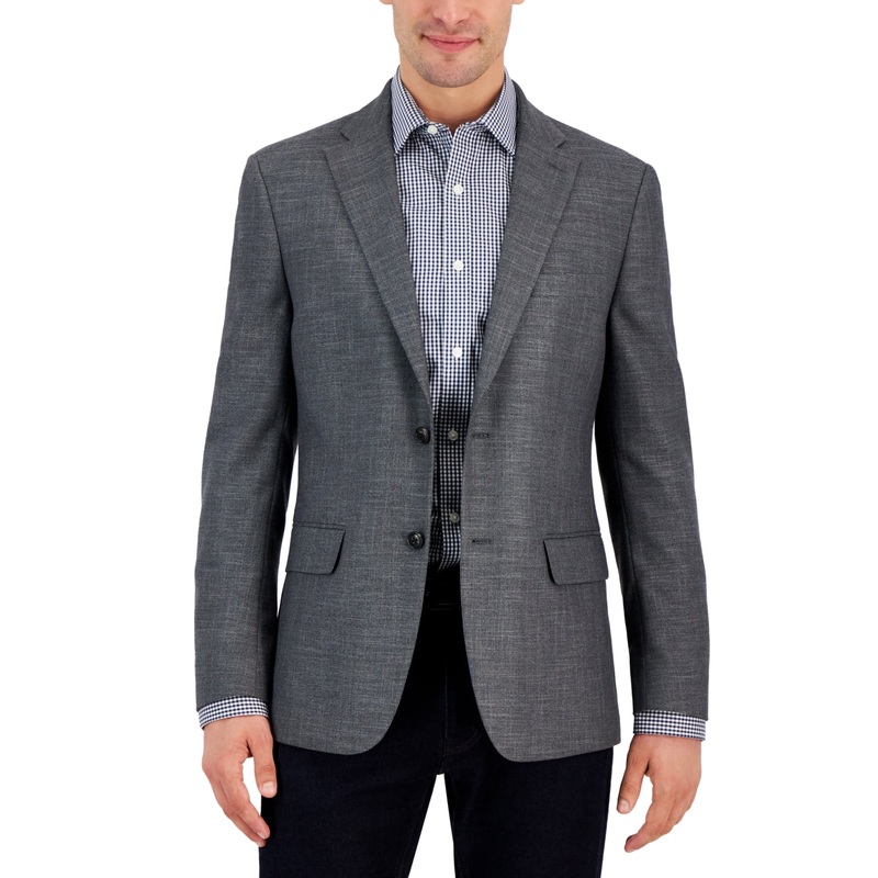 Tommy Hilfiger Men's Modern Fit Solid Weave Sport Coat Grey 40L