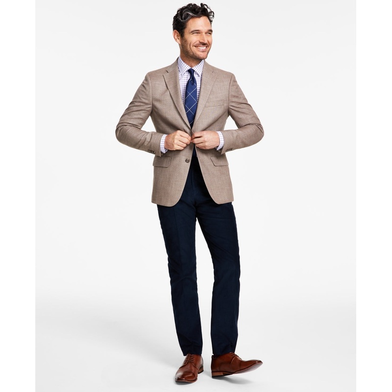 Tommy Hilfiger Men's Modern Fit Solid Weave Sport Coat Tan 40L