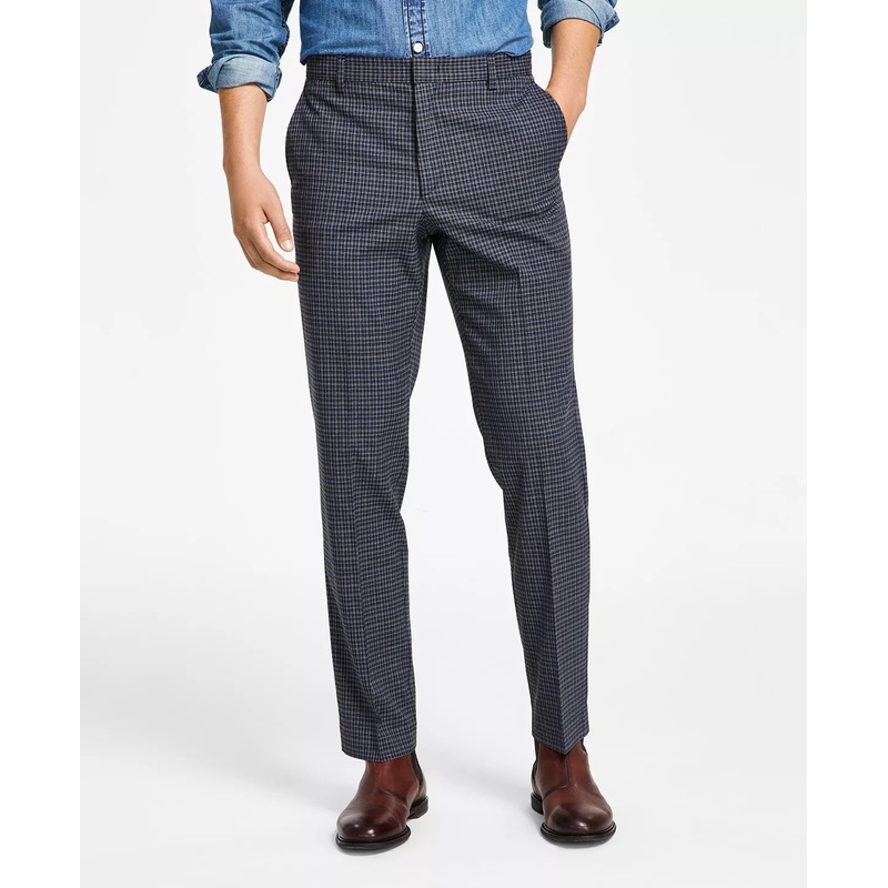 Tommy Hilfiger Mens Plaid Modern Fit Suit Dress Pants Blue 34 x 34