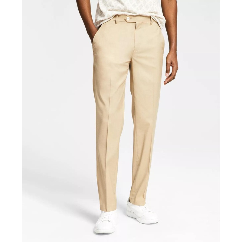 Alfani Men's S Slim Fit Stretch Solid Dress Pants Beige Caramel 30 x 32