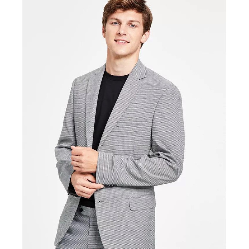 Alfani Men's Slim Fit Black & White Pattern Suit Jacket Houndstooth 42R