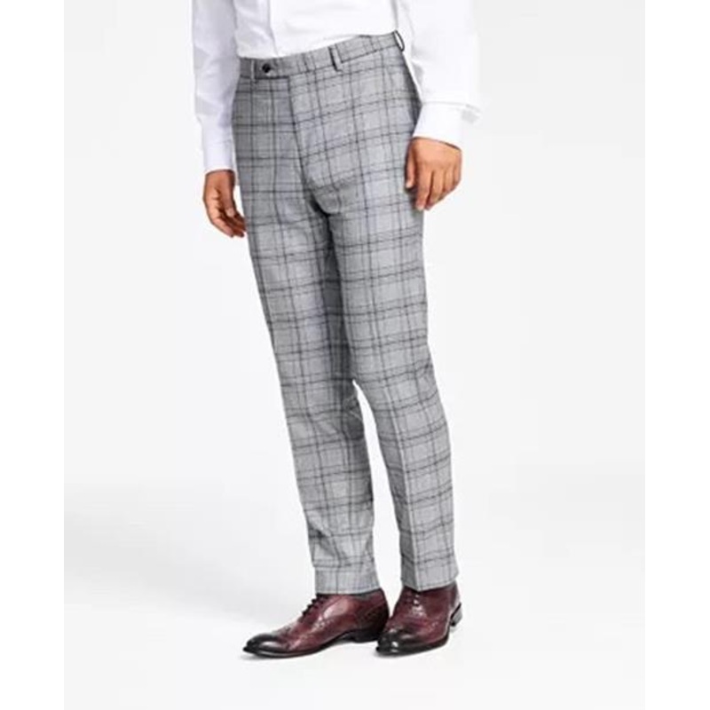 Alfani Men's Slim Fit  Pattern Suit Dress Pants Black White Plaid 32 X 30