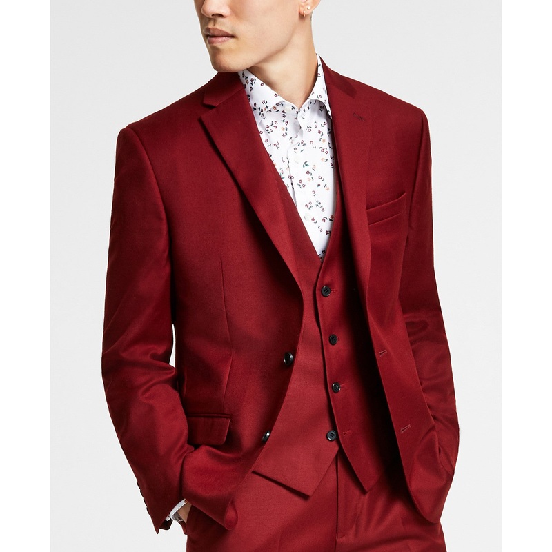 BAR III Men's Slim-Fit Red Solid Suit Jacket 40R