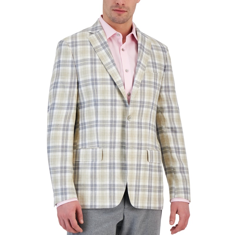 Lauren Ralph Lauren Men's Classic Fit Patterned Linen Sportcoat Cream 36S