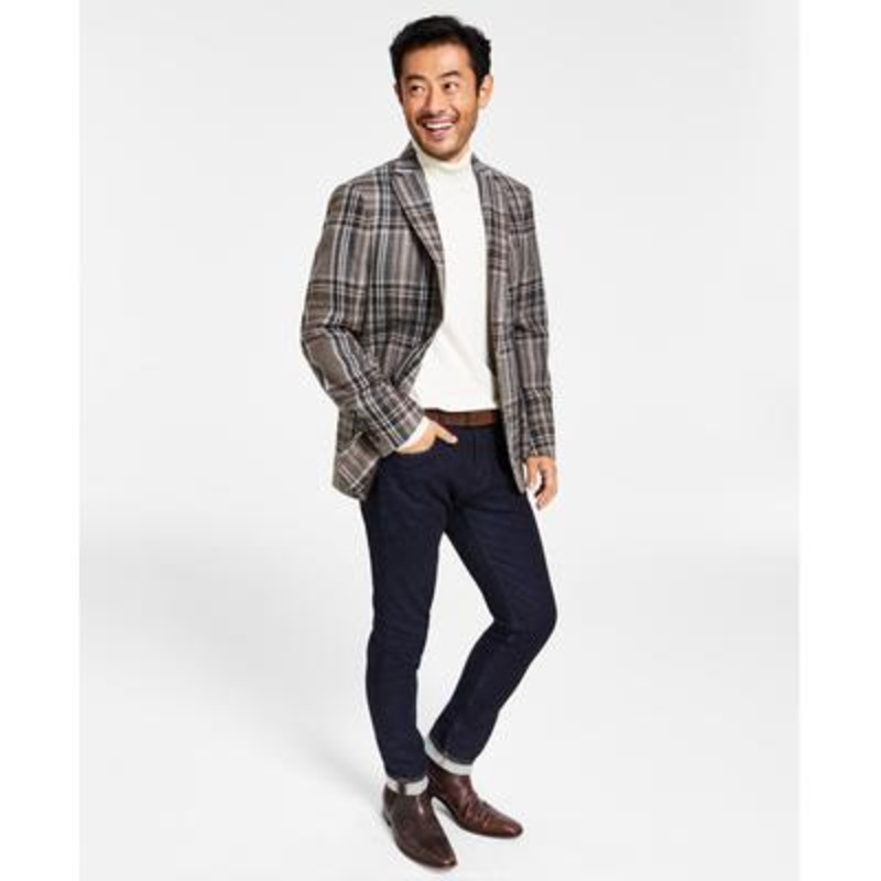 Lauren Ralph Lauren Men's Classic Fit Ultraflex Plaid Wool Sport Coat Brown 43R