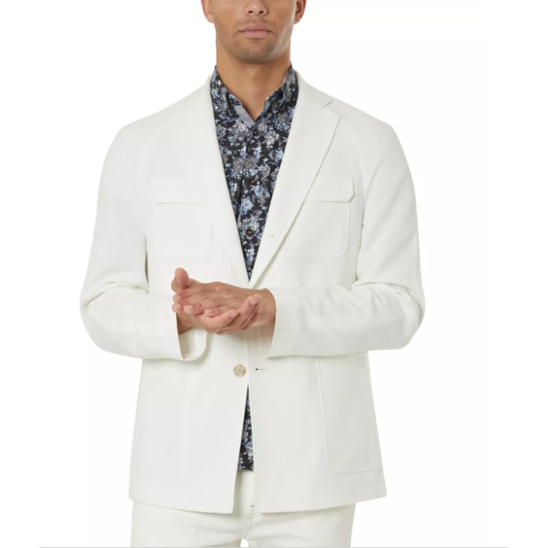 Tallia Slim Fit Textured Sport Coat White 46R