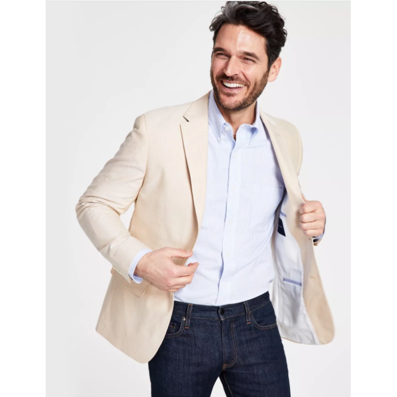 Tommy Hilfiger Men's Modern Fit Cotton Sport Coat Tan 40L