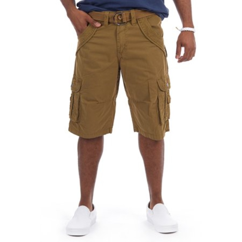 X RAY Men's Belted Twill Tapered Cargo Shorts Brown 40