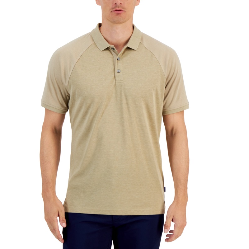 Alfani Men's AlfaTech Polo Shirt Twill Beige Small