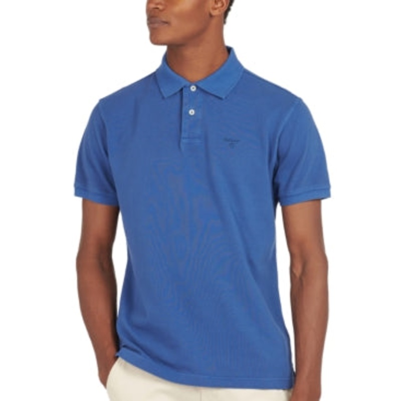 Barbour Men's Washed Sports Short Sleeve Polo Shirt Marine Blue Medium