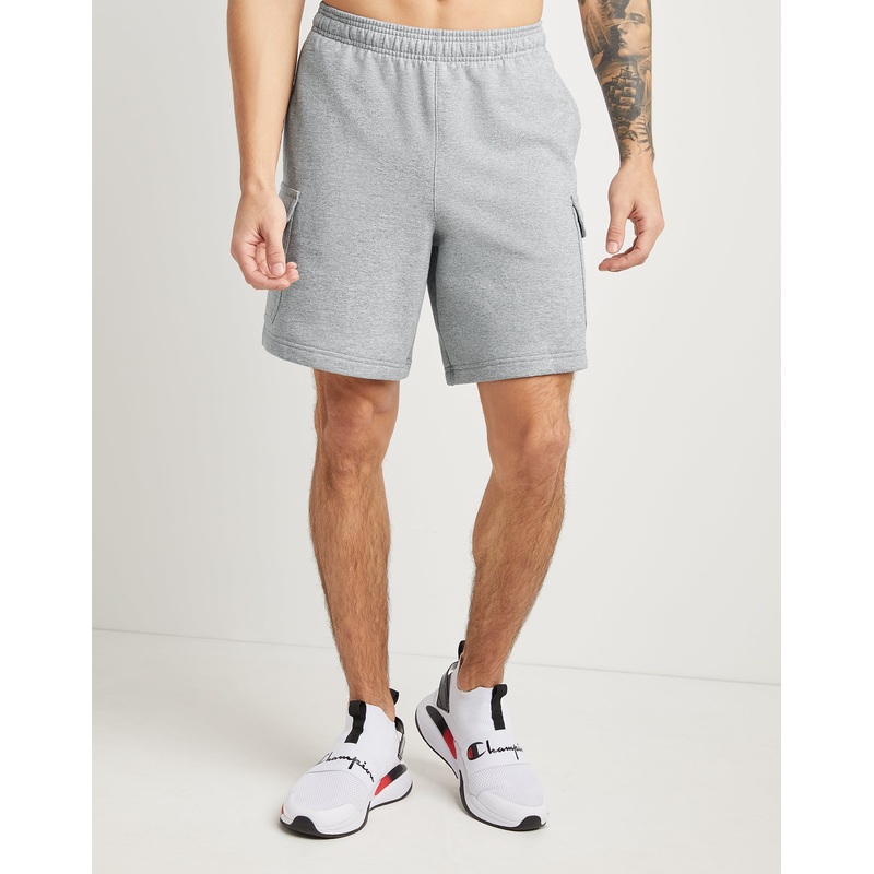 Champion Mens 8" Powerblend Cargo Shorts Oxford Grey 2XL