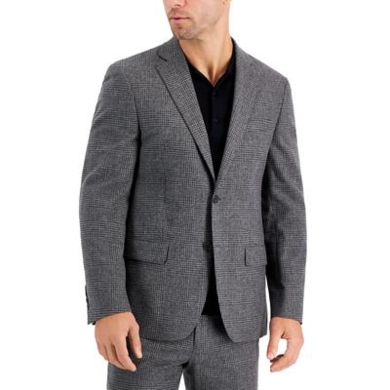 Lauren Ralph Lauren Men's Flannel Classic Fit Suit Jacket Grey Black Plaid 46R