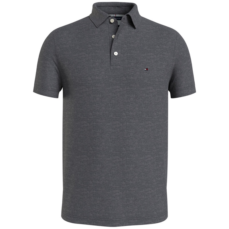 Tommy Hilfiger Men's 1985 Slim Fit Short Sleeve Polo Shirt Grey 2XL