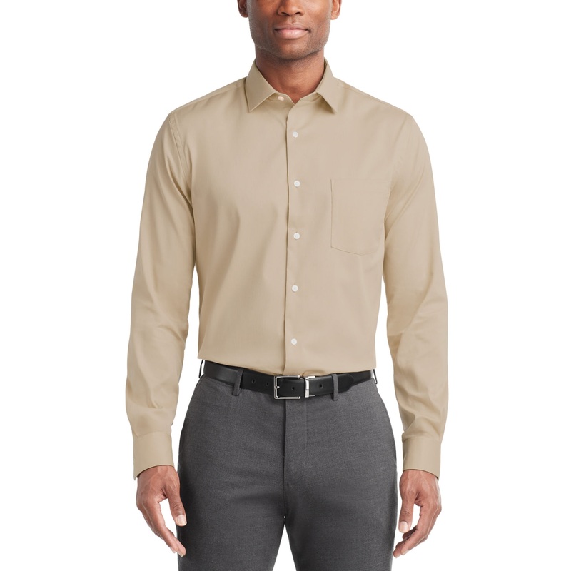 Van Heusen Men's Regular Fit Button Down Dress Shirt Buff 15 15.5 34 35