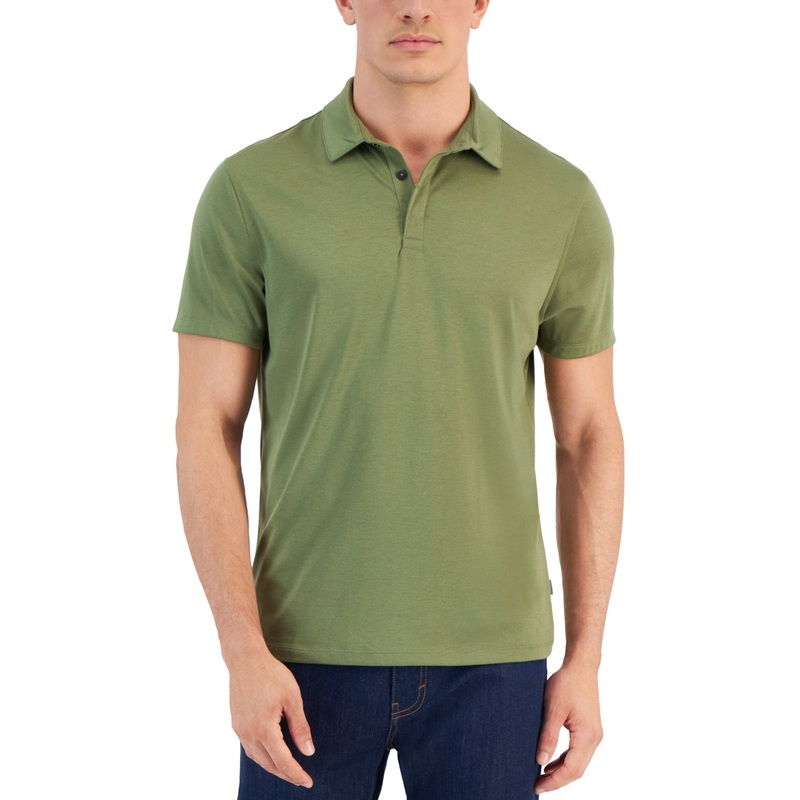 Alfani Men's AlfaTech Stretch Solid Polo Shirt Military Soil Green XL
