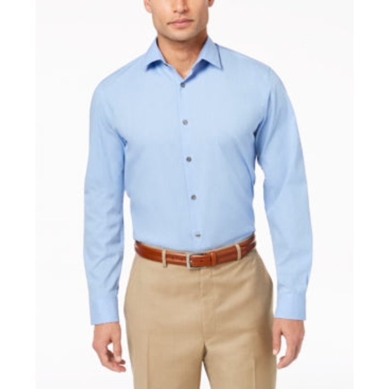 Alfani Men's Stretch Modern Solid Button Down Shirt Light Blue Small