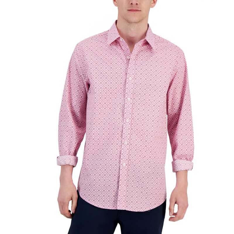Club Room Men's Elevated Terolo Medallion Shirt Pink XL