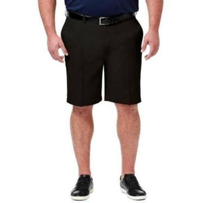 Haggar Men's Big & Tall Cool 18 Pro Classic Fit Stretch 9.5" Shorts Black 48