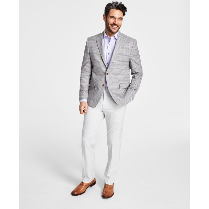 Lauren Ralph Lauren Mens Classic Fit UltraFlex Plaid Sport Coat Oatmeal Grey 38R