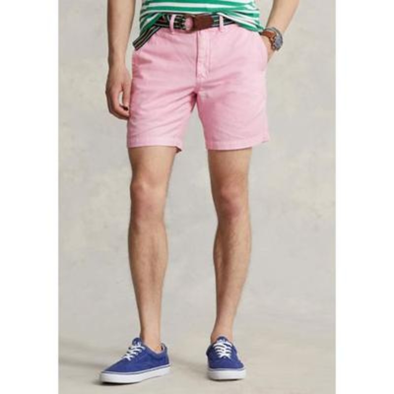 Polo Ralph Lauren Men's 8" Straight Fit Linen Cotton Shorts Pink 32