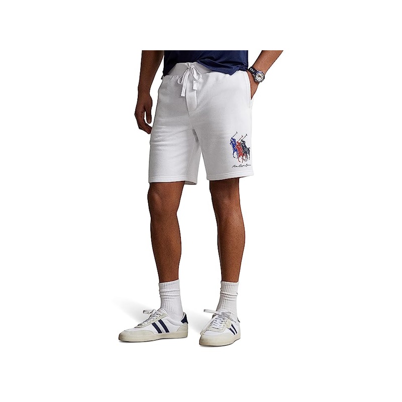 Polo Ralph Lauren Men's Fleece Triple Pony Athletic Shorts White Large