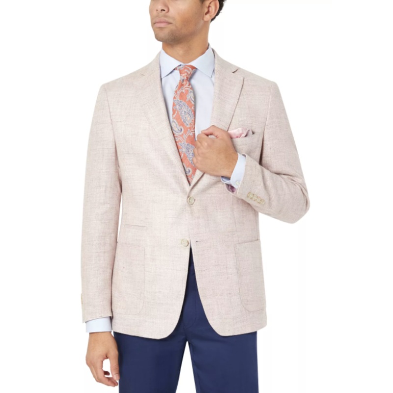 Tallia Men's Slim Fit Notch Lapel Sportcoat Pink 44L