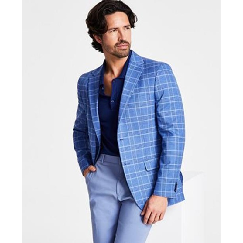 Tommy Hilfiger Mens Blue Check Sport Coat 36S