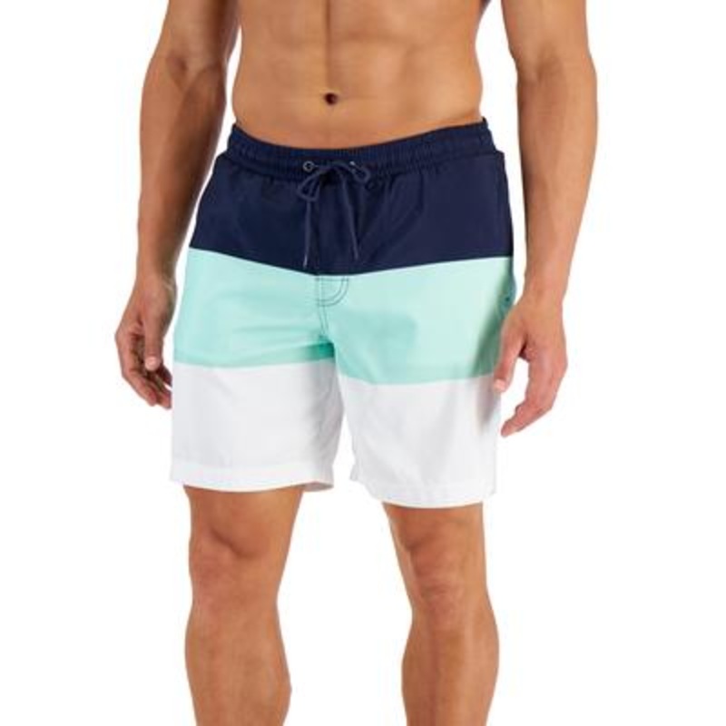 Club Room Men's Colorblocked 7" Swim Trunks Navy Blue