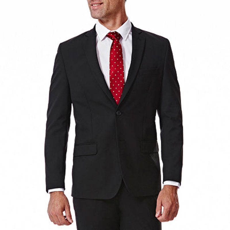 Haggar Men's 4 Way Stretch Slim Fit Suit Jacket Black 40R