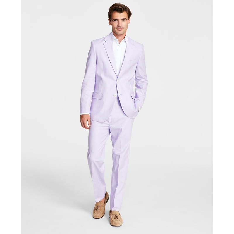 Nautica Men's Cotton Linen Modern Fit Suit Purple 40R Jacket 34 x 32 Pants Mauve