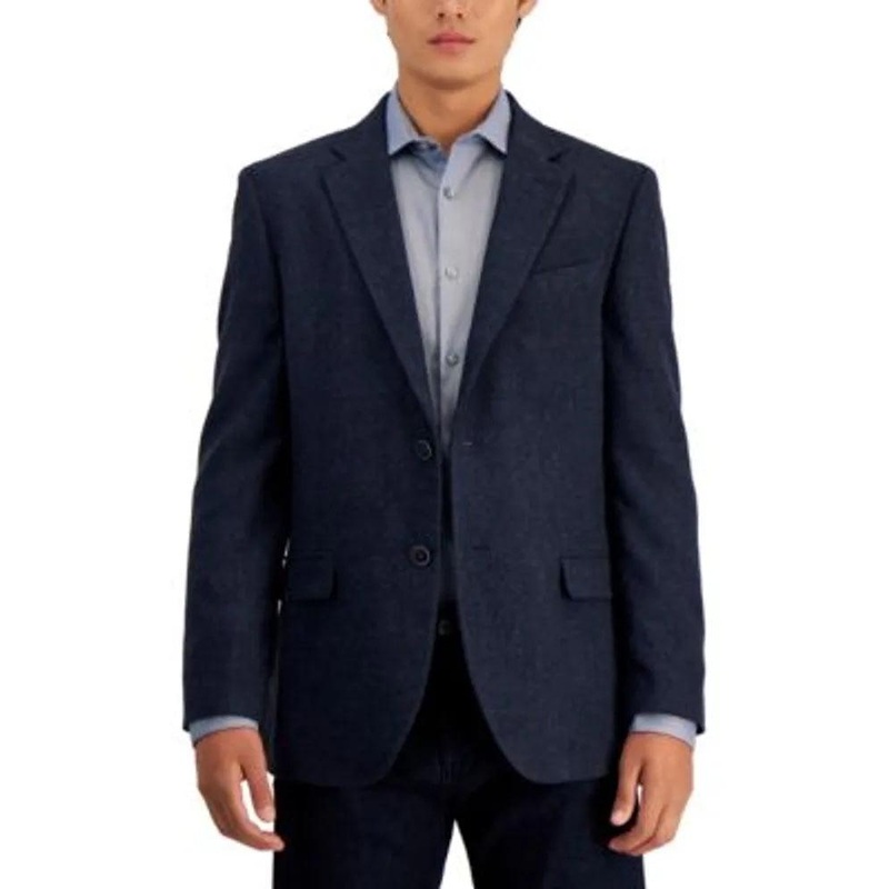 Nautica Men's Modern Fit Solid Herringbone Tweed Sport Coat Navy Herringbone 40R