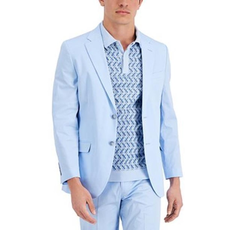 Nautica Men's Modern Fit Stretch Cotton Solid Suit 44L / 38 x 34 Light Blue