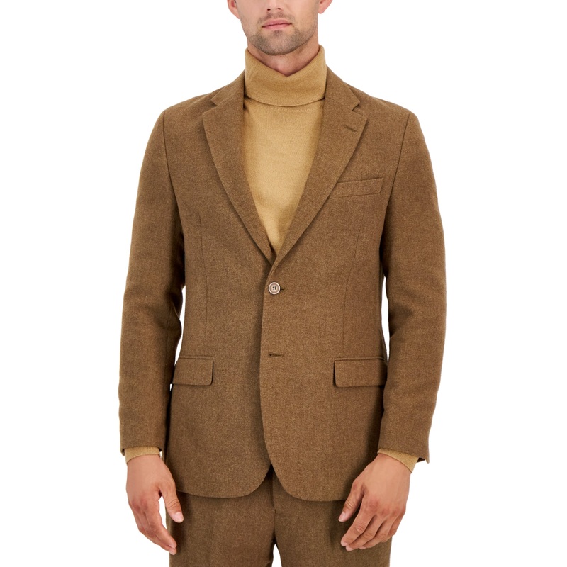 Nautica Men's Modern Fit Stretch Nested Suit 42S / 36 x 32 Tan Brown