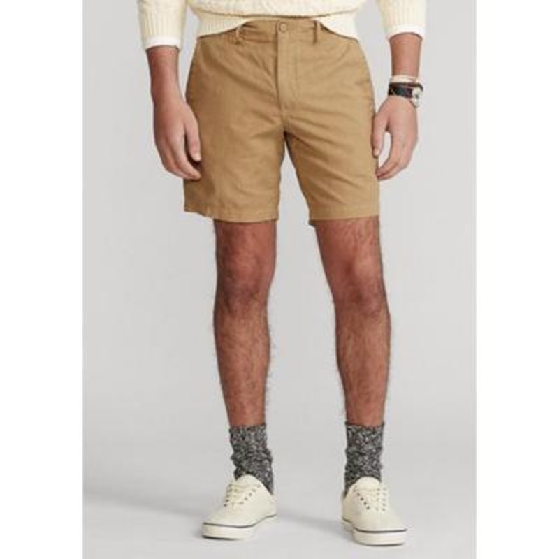 Polo Ralph Lauren Men's 8 Inch Straight Fit Linen Blend Shorts Brown 42