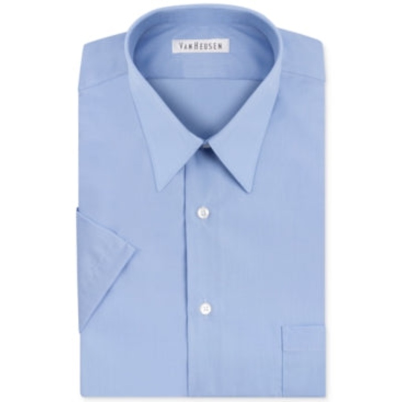 Van Heusen Mens Short Sleeve Button Down Dress Shirt Cameo Blue XL
