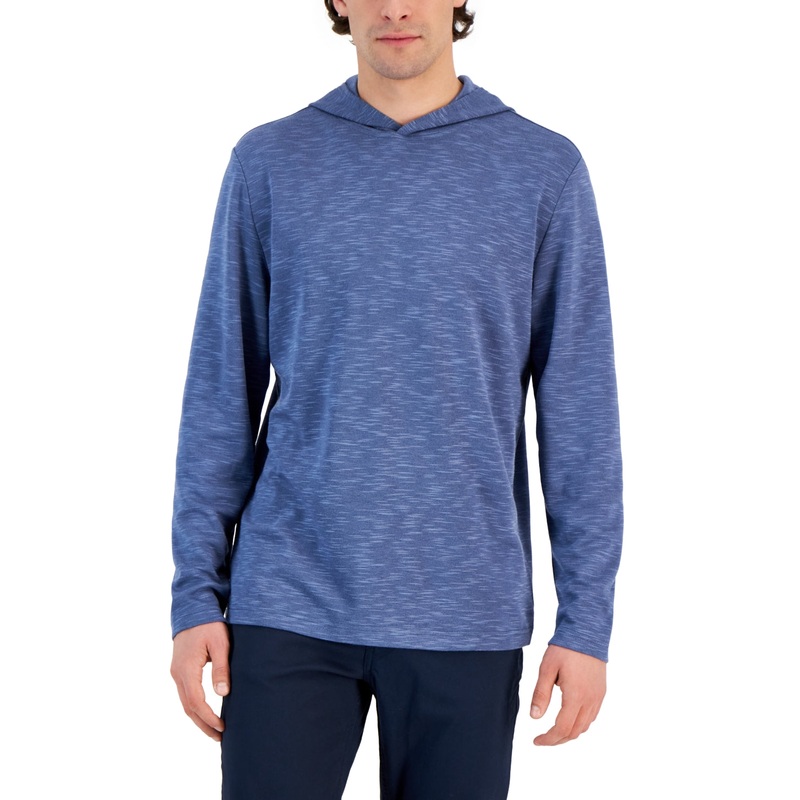 Alfani Men's Pique Slub Hoodie Blue XXL