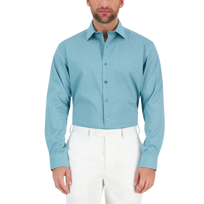 Alfani Men's Regular Fit Geo Print Dress Shirt Blue 16 - 16.5 / 32 - 33