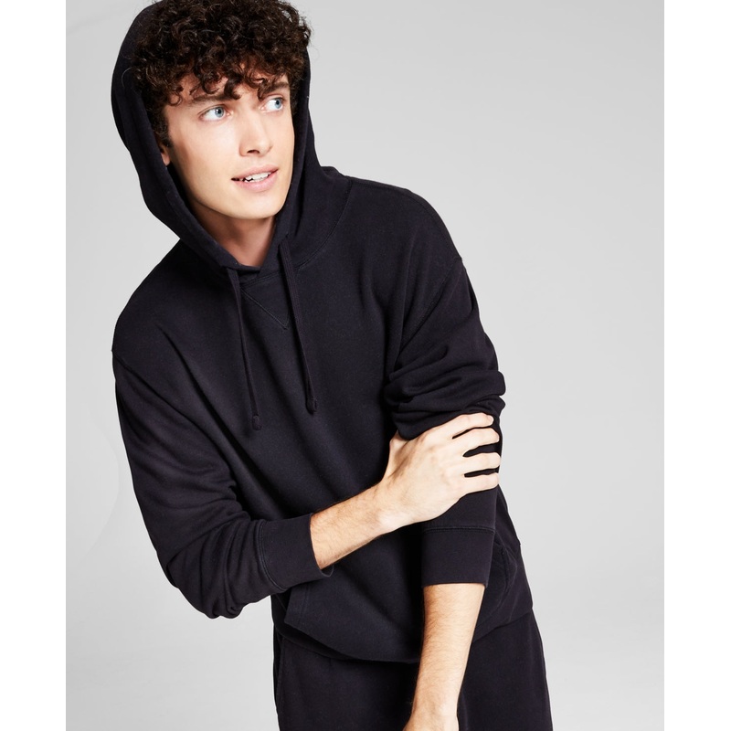 And Now This Men's Fleece Hoodie Sweatshirt Large Kangaroo Pockets Black