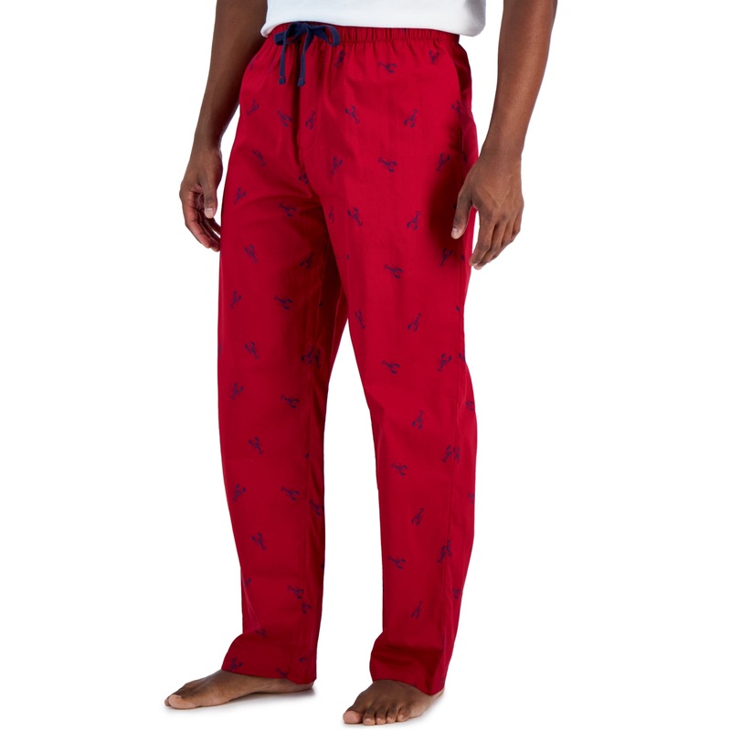 Club Room Men's Red Lobster Print Pajama Pants Red Blue Combo Small