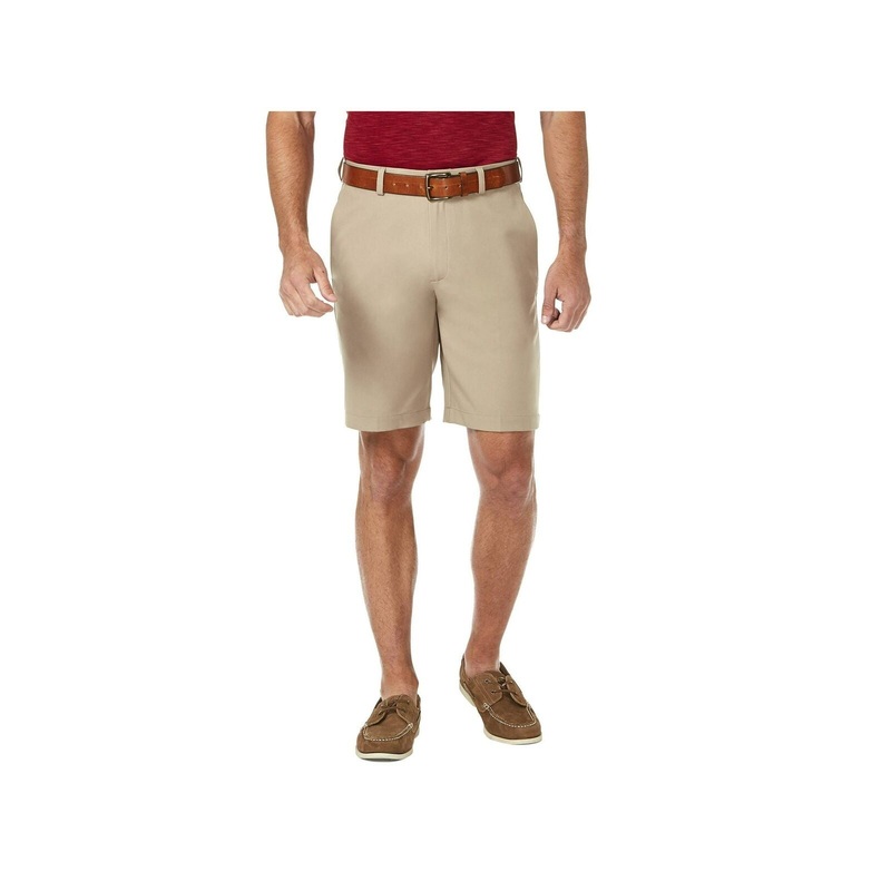 Haggar Men's Cool 18 PRO Flat Front Classic-Fit Shorts 44 Khaki