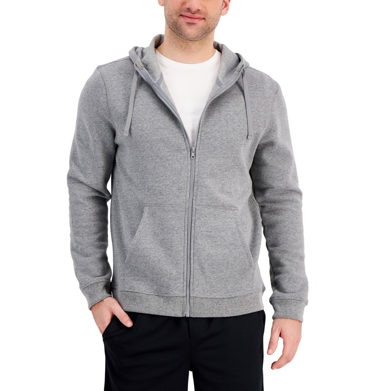 ID Ideology Men's Regular-Fit Solid Full-Zip Hoodie Sweatshirt Small Grey