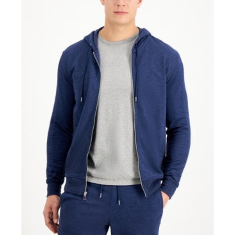 INC International Concepts Men's Fortune Full Zip Hoodie Sweatshirt Large Navy