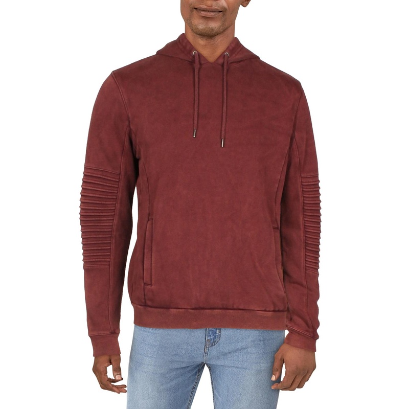 INC International Concepts Mens Fleece Moto Hoodie Sweatshirt XS Red
