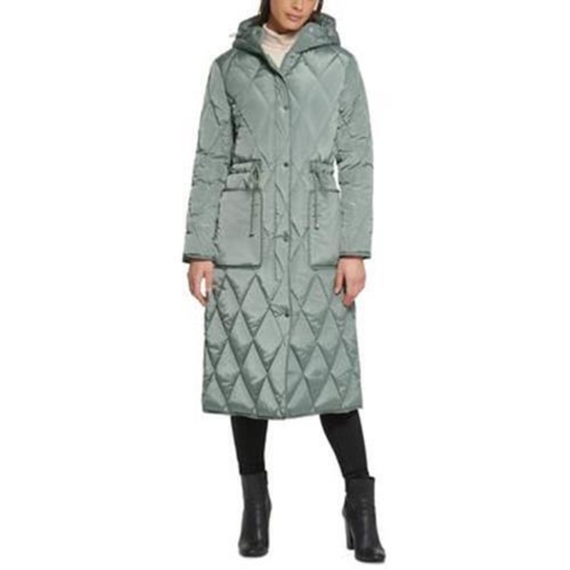 KENNETH COLE Women's Hooded Anorak Quilted Coat XL Sage Green