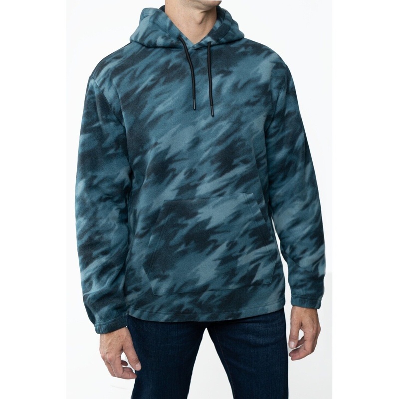 Lazer Men's Polar Fleece Pullover Hooded Sweatshirt Green Large Camo